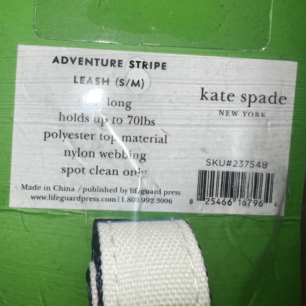 Kate Spade Adventure Stripe Dog Collar & Leash Set NEW Multicolor Gold Hardware - Picture 4 of 7